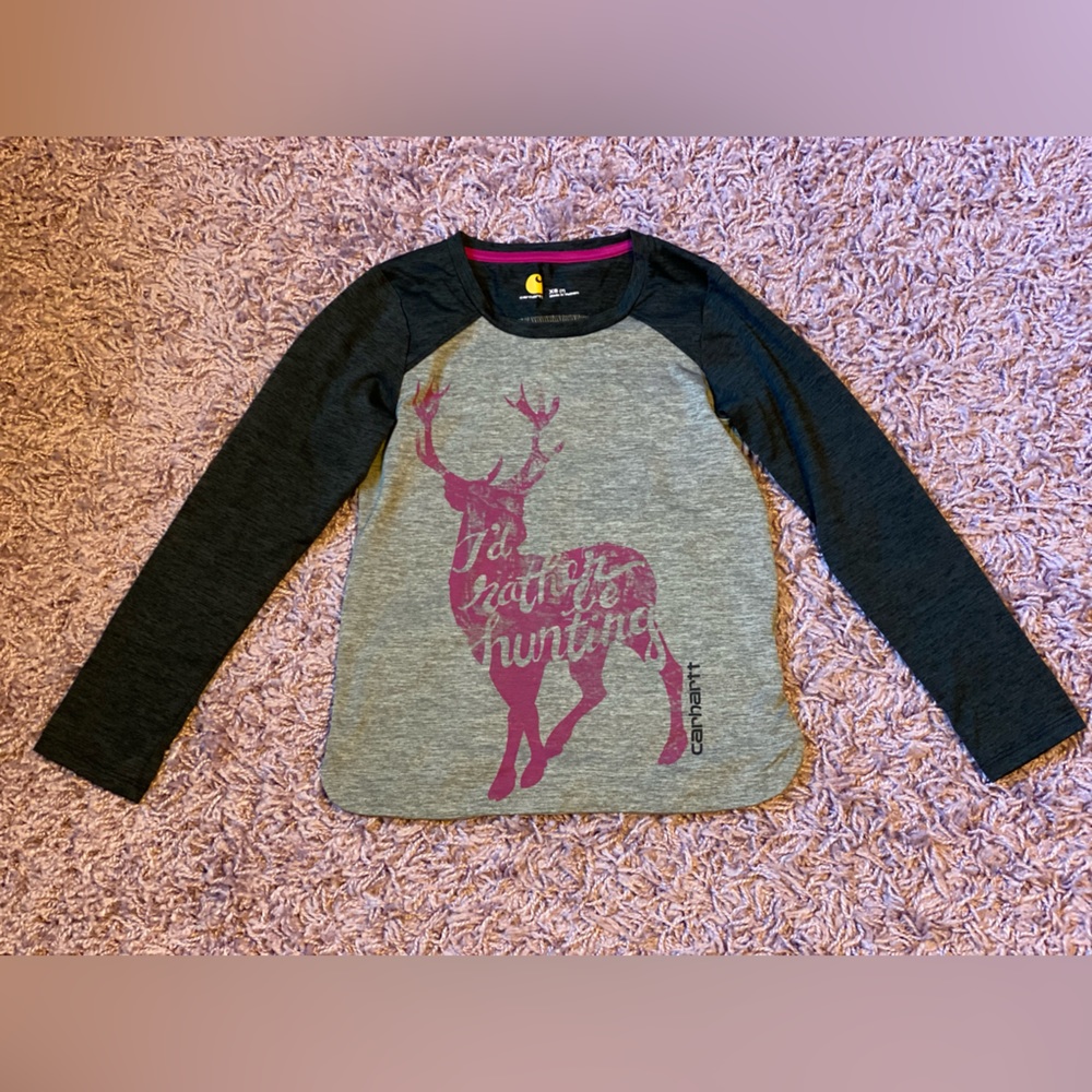 Carhartt girls long sleeve tech fabric I’d rather be hunting shirt